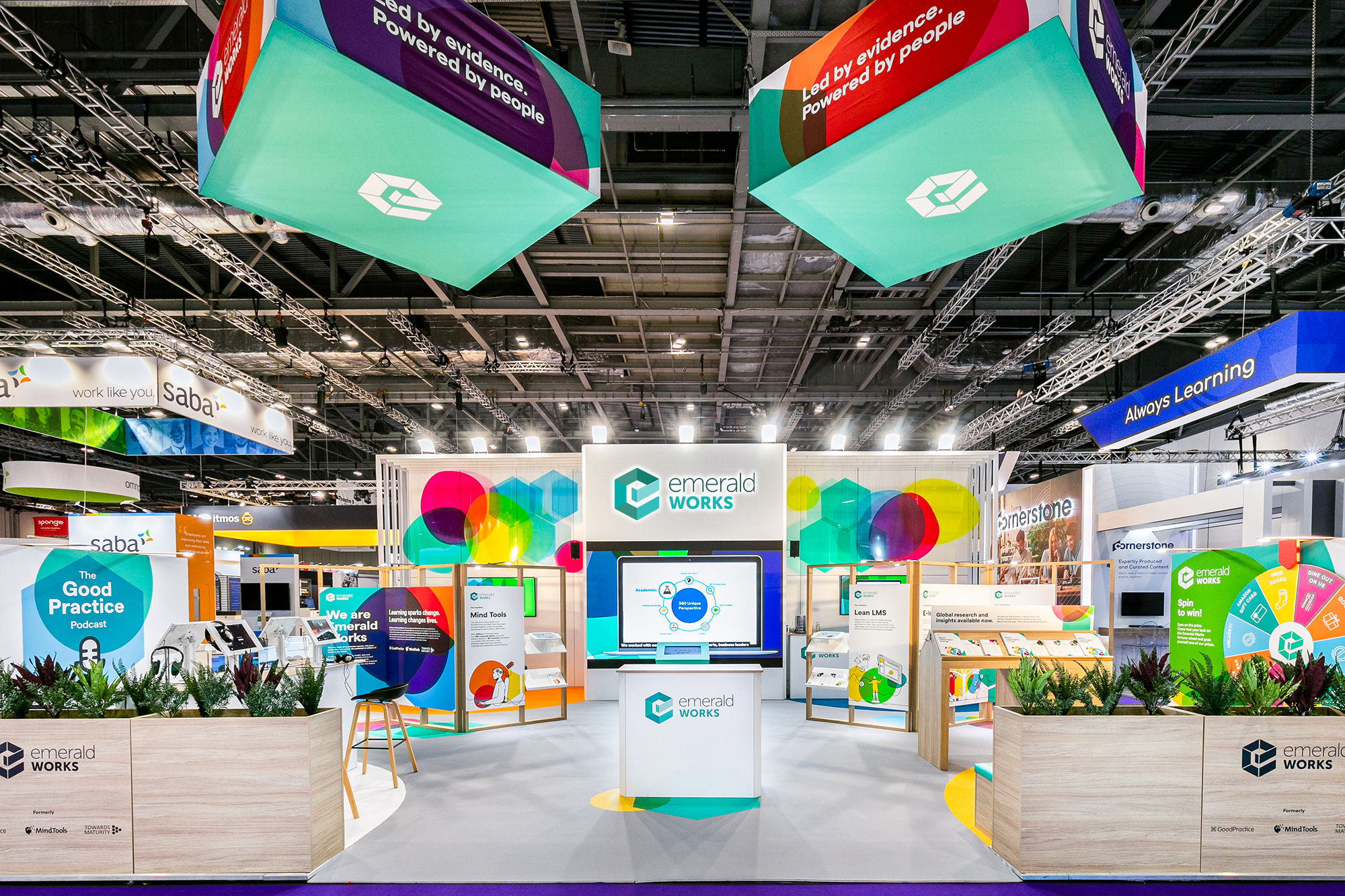 Emerald Works Learning Technologies Exhibition Stand Colourful