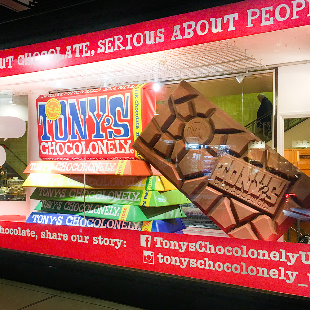 Tonys Chocolonely Whole Foods Market Window Display